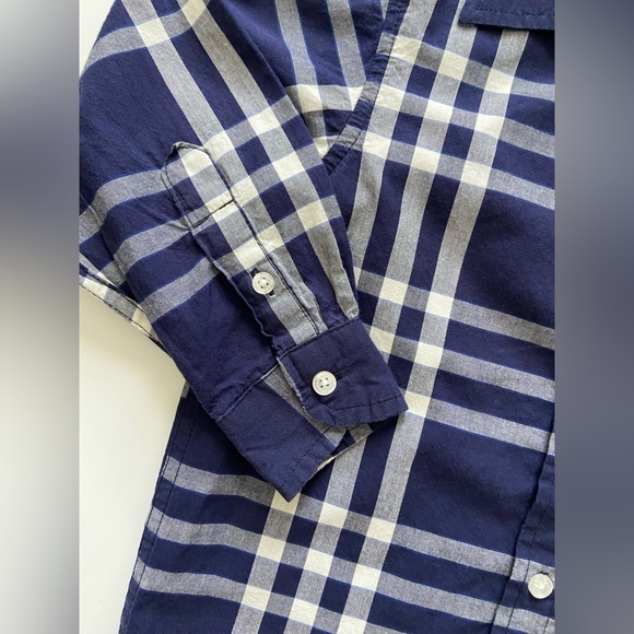 TCP Boys Blue Plaid Long Sleeve collar button down shirt XS 4 - Picture 3 of 5